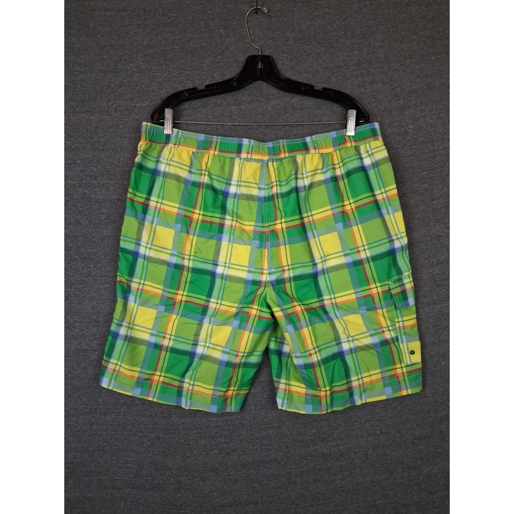 Chaps Mens Shorts XL Green Yellow Swim Trunks Boardshorts Mesh Lined Preppy - Picture 9 of 10